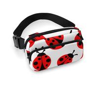 Petit Sac Banane Portable pour Homme, Sac Banane Tendance avec Sangle réglable, Motif Coccinelle Rouge, Noir et Blanc