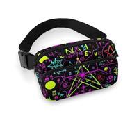 Petit Sac Banane Portable, Sac Banane Tendance avec Sangle réglable pour Homme et Femme, Style Gothique Cosmique, Magique, Lumineux, alchimique, trippant, Violet, Soleil et Lune, Art de la sorcelleri