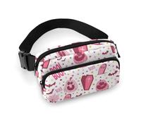 Petit sac banane pour homme et femme - Motif citrouilles d'Halloween roses - Petit sac à bandoulière pour homme et femme - Sac banane pour entraînement, course à pied, voyage avec sangle réglable