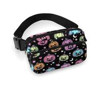 Petit sac banane pour homme et femme - Petit sac à bandoulière rose citrouille d'Halloween pour homme et femme, sac banane pour entraînement, course à pied, voyage avec sangle réglable