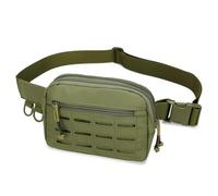 Petit sac banane pour homme et femme, sac banane de style militaire avec système MOLLE, résistant à l'eau et sangle réglable pour la course, la randonnée, les festivals, la salle de sport, vert, Small
