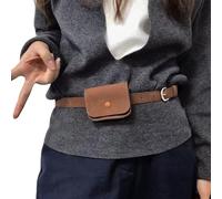 Petit sac banane style coréen pour femmes en cuir PU petit portefeuille avec ceinture amovible pour voyages événements quotidiens sac banane, marron foncé, taille unique