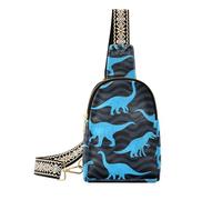 Petit sac banane tendance avec motif dinosaure fluorescent, bleu et noir, anti-vol pour femme pour les voyages