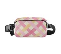 Petit sac banane tendance avec sangle réglable pour le shopping, le sport, le travail - Rose et jaune - Pour homme et femme, Croix rose et jaune, 1 size
