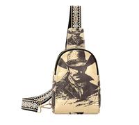 Petit sac banane tendance noir avec silhouette de cowboy occidental robuste pour femme pour les voyages, Belle silhouette de cowboy western noir, 1 size