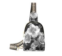 Petit sac banane tendance noir et blanc floral géranium multifonction pour femme pour voyage