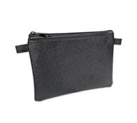 Petit sac bancaire avec fermeture éclair en cuir synthétique, noir, 20 x 14 cm, pour documents jusqu'au format A6