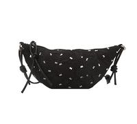 Petit Sac bandoulière en Toile for Femme avec Fermeture éclair et bandoulière réglable for Le Shopping(Black)