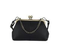 Petit Sac bandoulière for téléphone Portable, Porte-Cartes et Sacs à Main en Cuir PU avec Fermoir à Baiser, Sac à bandoulière Vintage avec réglable(Black)