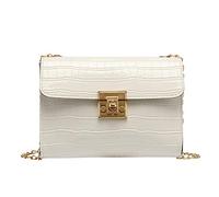 Petit sac carré tendance pour femme avec chaîne de verrouillage - Sac messager de voyage pour femme, blanc, 18X7X13