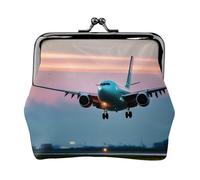 Petit sac de maquillage portable en forme d'avion dans les lumières du soir pour sac à main, mini trousse de maquillage portable, pour salle de sport et usage quotidien, Noir , Taille unique, Pochette