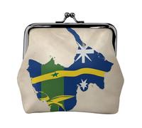 Petit sac de maquillage pour sac à main, sac de rangement pour cartes bancaires rétro compact et multifonctionnel avec drapeau des îles Salomon Map02, noir, One Size, Art déco