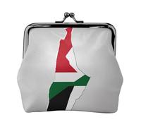 Petit sac de maquillage pour sac à main, sac de rangement pour cartes bancaires, sac de rangement rétro compact multifonction avec drapeau de l'État de Palestine, noir, One Size, Art déco