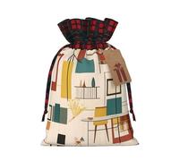 Petit sac de rangement avec cordon de serrage imprimé moderne du milieu du siècle, léger et beau pour divers festivals