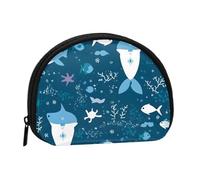 Petit sac de rangement avec fermeture éclair pour clés de monnaie - Motif poisson bleu - Vous pouvez également ranger tous les petits objets que vous voulez, Noir , Taille unique, Pochette à monnaie
