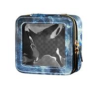 Petit sac de rangement en cuir avec monstre du feu bleu pour femme