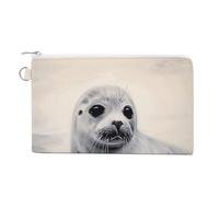 Petit sac de rangement en toile avec fermeture éclair Motif canard aquarelle, Peinture phoque du Groenland, Taille unique, Fleurs et animaux