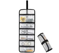 Petit sac de rangement enroulable à 6 poches, idéal pour les mécaniciens, le rangement de la cuisine, les esquisses d'art, les voyages, les outils de potier, les objets de bureau, etc., transparent et