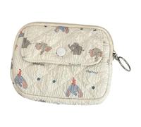 Petit sac de rangement floral avec motif de dessin animé, porte-monnaie, porte-monnaie, rouge à lèvres, Bébé éléphant avec B, Bohème