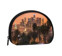 Petit sac de rangement Los Angeles avec motif palmiers avec fermeture éclair pour clés de monnaie, vous pouvez également ranger tous les petits objets que vous voulez, Noir , Taille unique, Pochette à