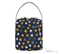Petit sac de rangement portable pour aiguilles à tricoter, accessoires pour crochet et crochet Motif feuille de trèfle citron orange et bleu marine