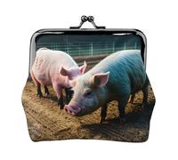 Petit sac de rangement pour pièces de monnaie Motif cochons dans la ferme pour les escapades de week-end et les voyages d'affaires, Noir , Taille unique, Pochette à monnaie