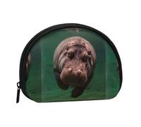 Petit Sac de Rangement pour Serviettes hygiéniques et Maquillage, imprimé Hippopotame, Porte-Monnaie pour Femme