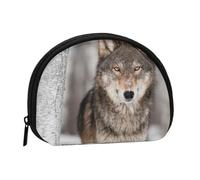 Petit Sac de Rangement pour Serviettes hygiéniques et Maquillage, imprimé Loup Sauvage, Porte-Monnaie pour Femme