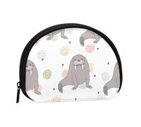Petit Sac de Rangement pour Serviettes hygiéniques et Maquillage, Motif Phoque et Morse, Porte-Monnaie pour Femme