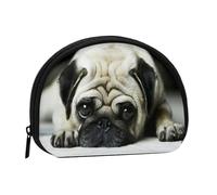 Petit Sac de Rangement pour Serviettes hygiéniques et Maquillage, Porte-Monnaie pour Femme, Motif Carlin, Chiens tristes, Carlin Triste, Animaux de Compagnie