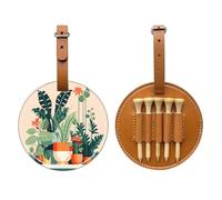 Petit sac de rangement pour tees de golf avec imprimé de petites plantes vertes de dessin animé - Rangement portable, facile à organiser