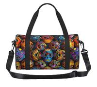 Petit sac de sport 13 L avec sangle réglable, Crânes colorés., One Size | Sac de voyage compact avec engrenages steampunk imprimés pour la danse, la natation, le camping, les voyages