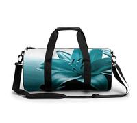 Petit sac de sport adorable Huskies avec compartiment à chaussures pour homme et femme, Lys bleu sarcelle, 17.7in/9in/9in, Art Déco