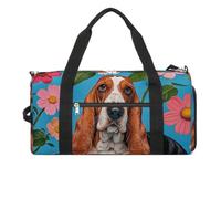 Petit sac de sport avec compartiment à chaussures pour homme et femme Motif floral, Sweet Basset Hound Florals, Taille unique, Art Déco