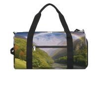 Petit sac de sport avec compartiment à chaussures pour homme et femme Motif ours polaire, Vallée de montagne avec arc-en-ciel, Taille unique, Art Déco