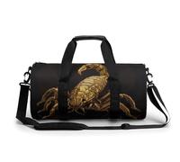 Petit sac de sport avec compartiment à chaussures pour homme et femme Motif palmier tropical, Scorpion doré., 17.7in/9in/9in, Art Déco