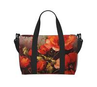 Petit sac de sport avec compartiment à chaussures pour homme et femme, peinture à l'huile, fleur rouge, taille unique, Peinture à l'huile fleur rouge, Taille unique