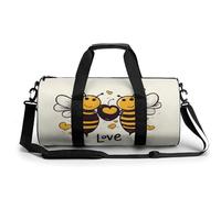 Petit sac de sport Batik Art Style sac de sport avec compartiment Sac à main Sac de week-end pour homme et femme, Bee Love Honey, 17.7in/9in/9in
