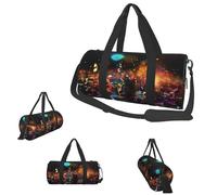 Petit sac de sport coloré avec compartiment à chaussures pour homme et femme Motif crânes en sucre, Notes de musique colorées., Taille unique