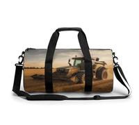 Petit sac de sport créatif de culture africaine avec compartiment à chaussures pour homme et femme, Récolte des tracteurs agricoles, 17.7in/9in/9in, Art Déco