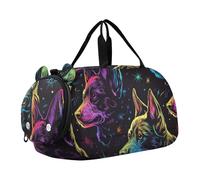 Petit sac de sport cyber fluorescent avec compartiment à chaussures pour voyage, natation, danse, ballet