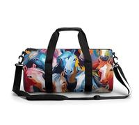 Petit sac de sport de nuit Las Vegas avec compartiment pour homme et femme, Chevaux colorés., 17.7in/9in/9in