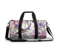Petit sac de sport de voyage avec compartiment pour homme et femme, Colibri Iris Fleurs, 17.7in/9in/9in