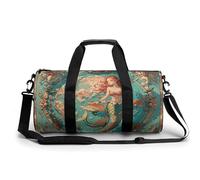 Petit sac de sport de voyage avec compartiment pour homme et femme Motif aigle chauve, Vintage Outer Banks Carte avec sirènes, 17.7in/9in/9in