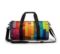 Petit sac de sport de voyage avec compartiment pour homme et femme Motif fleurs blanches, Tableau coloré., 17.7in/9in/9in