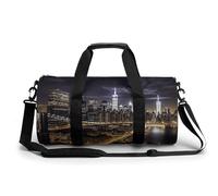 Petit sac de sport de voyage avec compartiment pour homme et femme Motif hiéroglyphe égyptien antique, New York Night, 17.7in/9in/9in