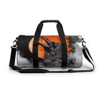 Petit sac de sport de voyage avec compartiment pour homme et femme Motif palmier tropical, Corbeau ouvre sa bouche, 17.7in/9in/9in