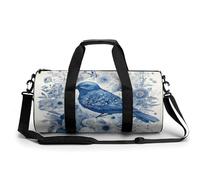 Petit sac de sport de voyage avec compartiment pour homme et femme - Musée du Louvre à Paris, Bluebird et fleurs, 17.7in/9in/9in