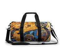 Petit sac de sport de voyage avec compartiment pour homme et femme - Musée du Louvre à Paris, Chat abstrait coloré, 17.7in/9in/9in