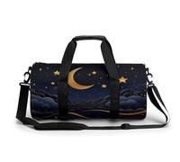 Petit sac de sport de voyage coloré avec compartiments pour homme et femme Motif feuilles tropicales, Il y a des étoiles et de la lune dessus, 17.7in/9in/9in